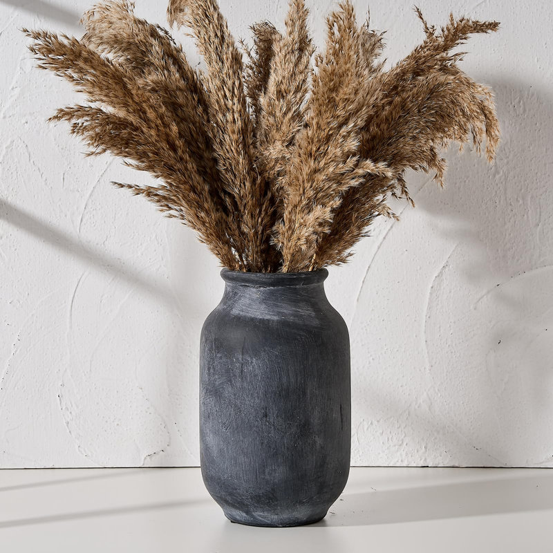 Rustic Black Ceramic 9.5" Table Vase for Bouquets