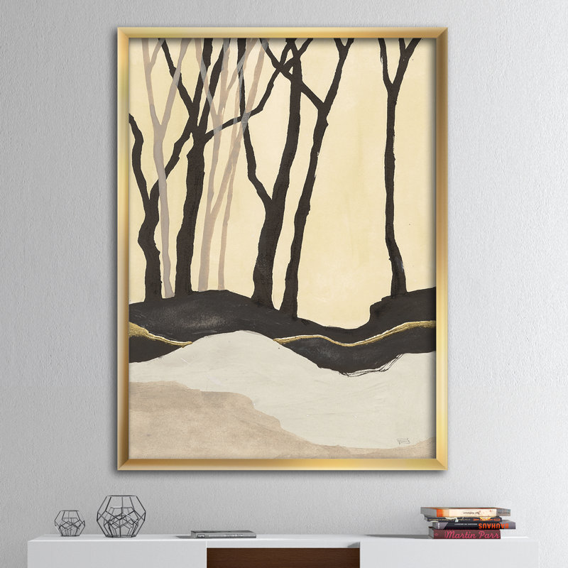 « forest silhouette iv »-cadre photo sur toile, H 46 po x l 36 po x P 1,5 po, Cadre doré