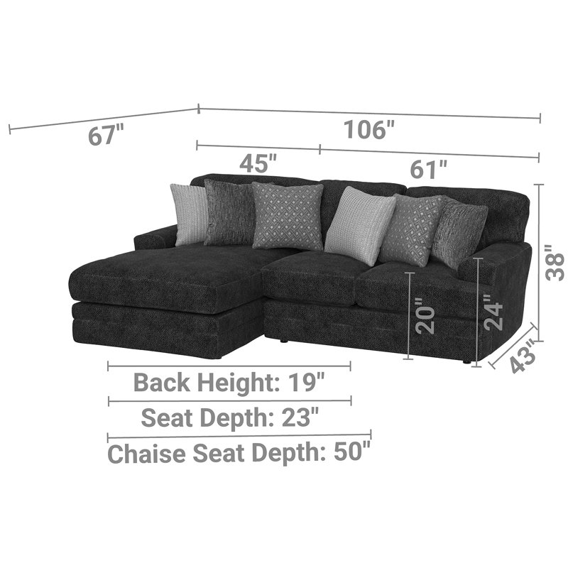 Blain 2 - Piece Upholstered Sectional with 6 Included Accent Pillows, Left Hand Facing