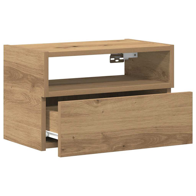 Cabriales 45 cm W Bedside Table, Artisan Oak, 1