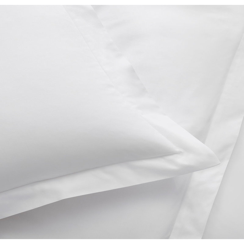 Percale Hemmed Duvet Set, Queen Duvet Cover + 2 Standard Shams, White