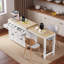 Îlot de cuisine roulant avec table de salle à manger extensible, étagère à épices, 2 tiroirs, armoire à 4 portes et roulettes-2088929930
