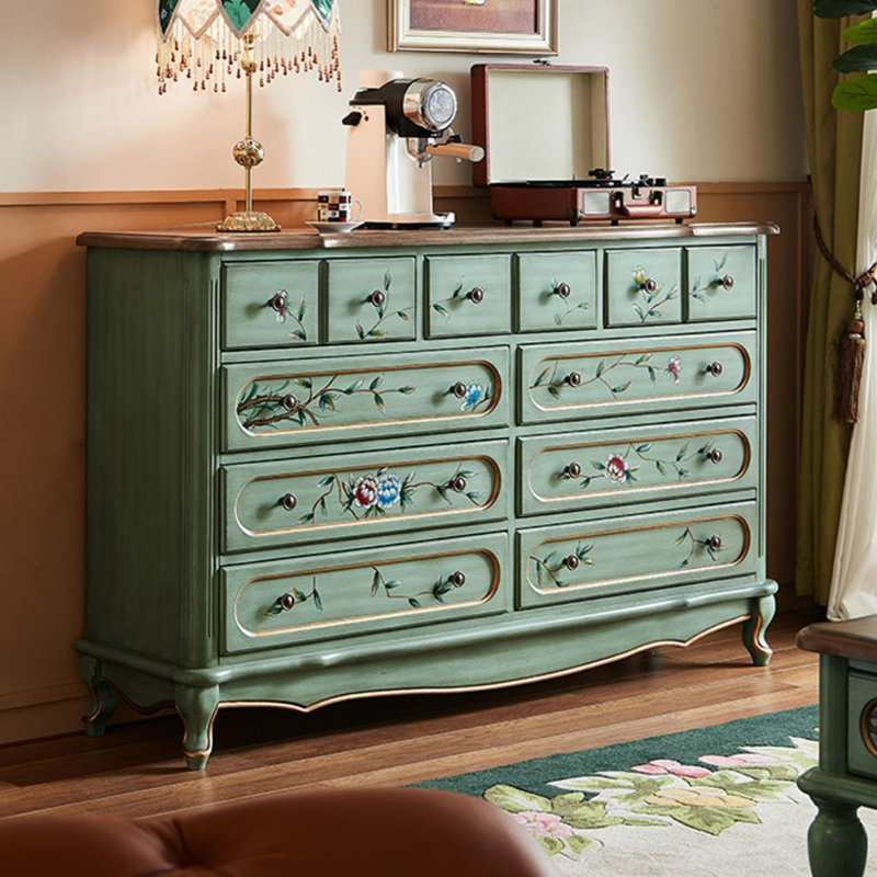 Light green Solid + Manufactured Wood Accent Cabinet