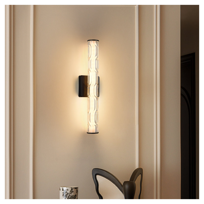 Ensemble de 2 appliques murales modernes en cristal noir pour salle de bain, chambre à coucher et salon, Noir mat
