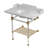 Kingston Brass Pemberton 36-Inch Carrara Marble Console Sink with Acrylic Legs and Shelf (8-Inch, 3-Hole)-95054791