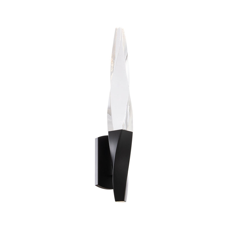 Kindjal Dimmable LED Armed Crystal Sconce With 3-CCT Color Temperature Selectable Switch (3000K-3500K-4000K), Black