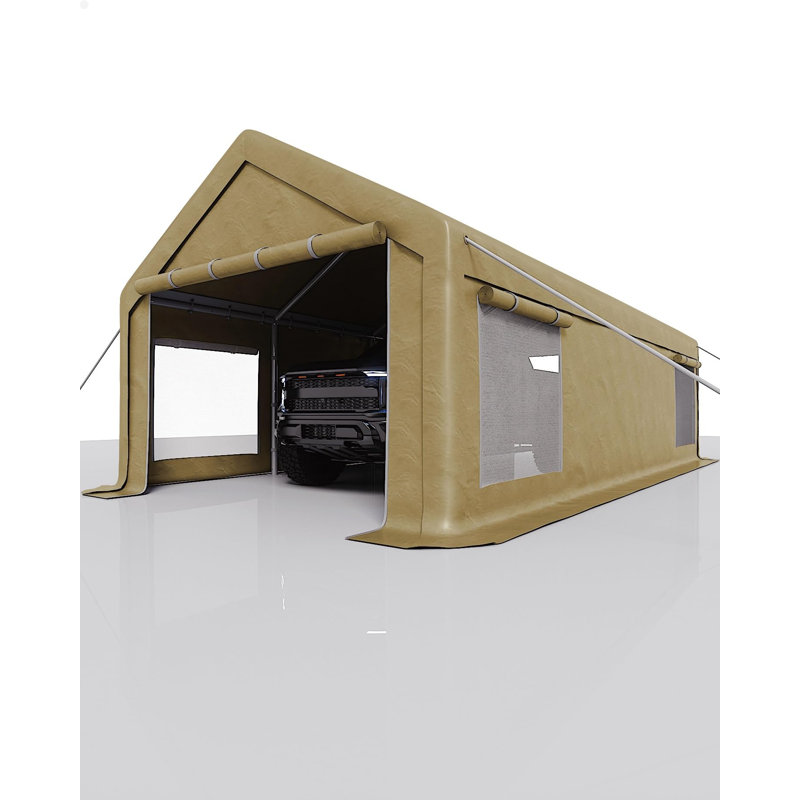 13x25 FT Carport Canopy, Portable Garage with 220g PE Cover, Reinforced Steel Frame, 2 Zippered Doors, 4 Vent Windows, Outdoor Shelter for Vehicles & Equipment