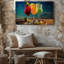Toile Une présentation vibrante de trois cocktails élégamment conçus repose sur un art mural-765274396