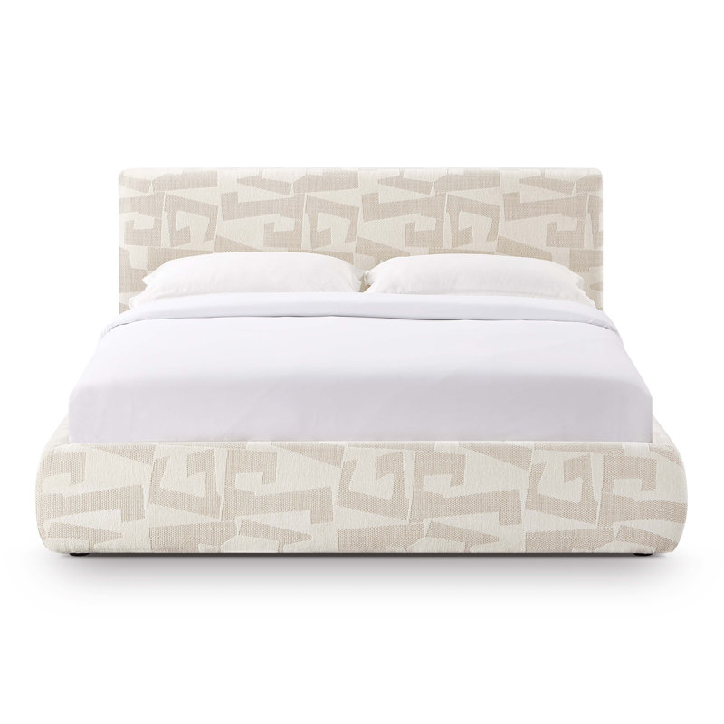 Grand lit Keyshawn à motif jacquard crème