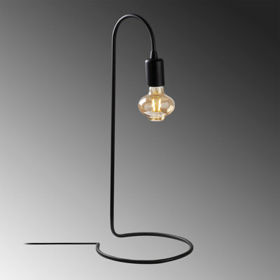 Lampe de table industrielle noire, corps en métal, 9,8 po x 10,6 po | Hauteur: 9,4 pouces | Douille E27, 40 W maximum | Câble de 59,1 pouces | Certifié IP20 | Conception élégante de couleur unie, parfaite pour la décoration moderne de la maison ou d