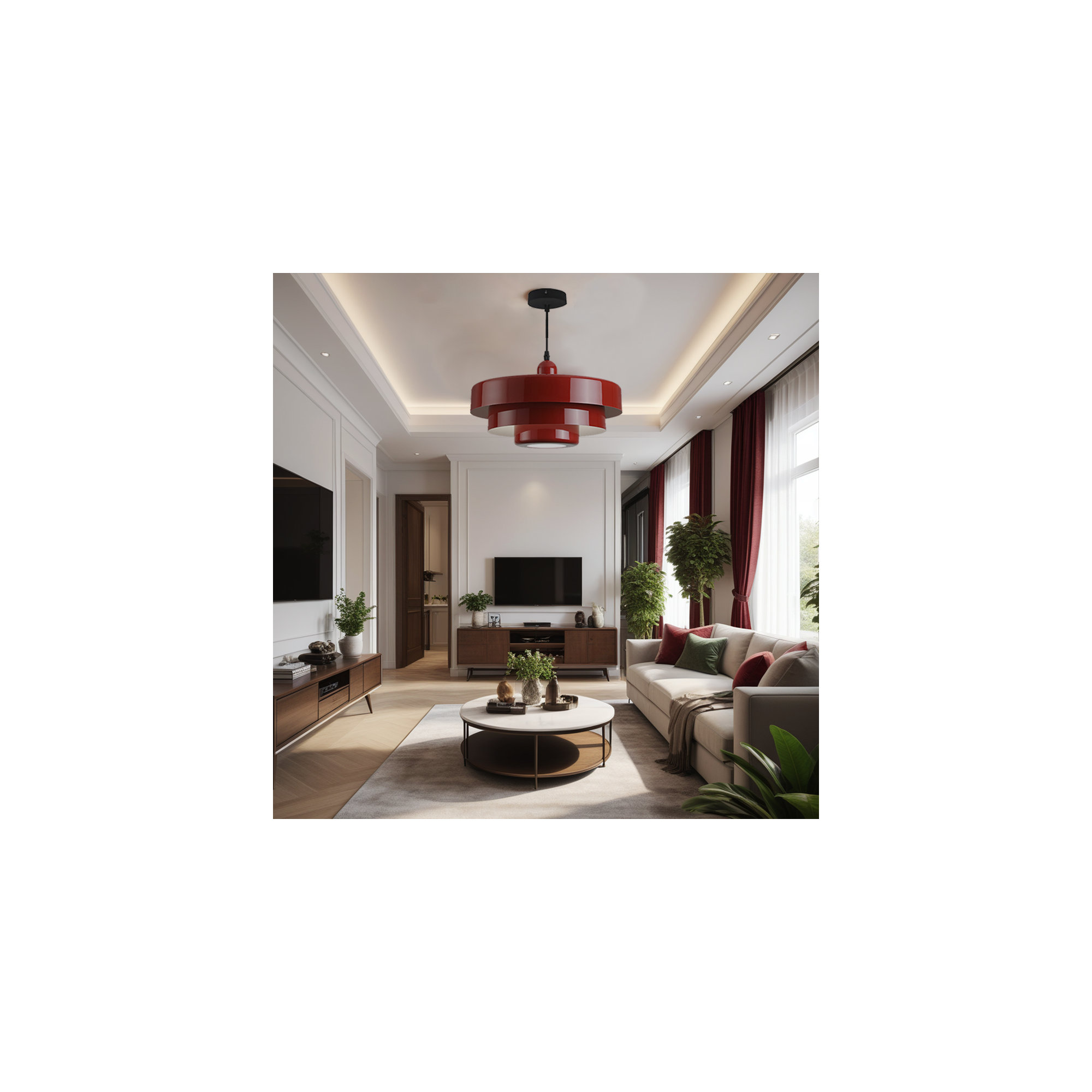 Epone 0 Light Iron Pendant, Red