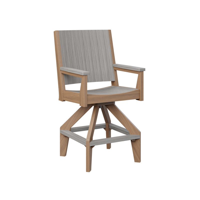 Chaise de bar pivotante Berlin, Acajou antique, Driftwood Grey