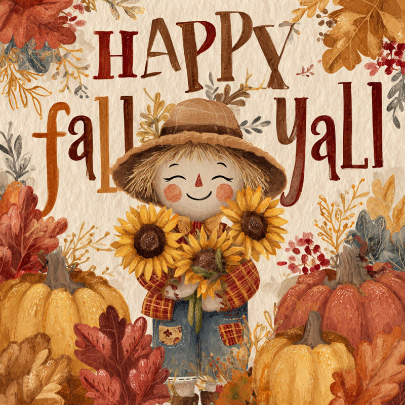 «Happy Fall Yall Sunflowers», art mural sur toile tendue 1