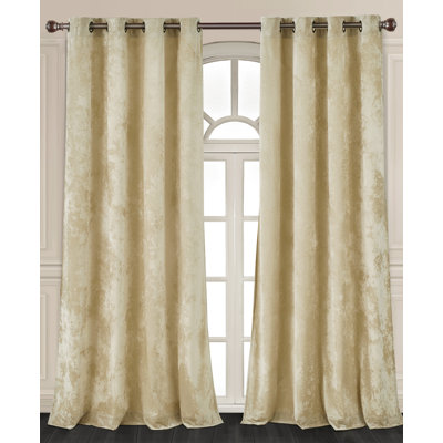 Lux Velvet Crushed Curtains with Grommet Top Curtain Panels Set