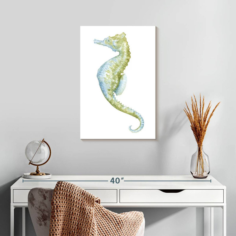 Brampt aquarelle hippocampe II, H 24 po x l 16 po