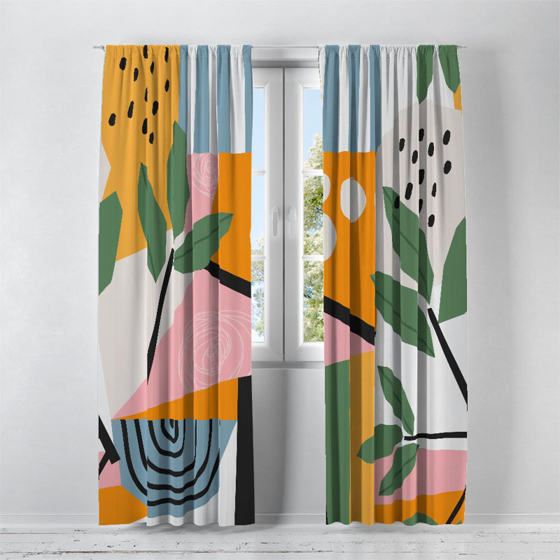 Panneaux de rideaux géométriques semi-transparents, l 20 po x L 52 po