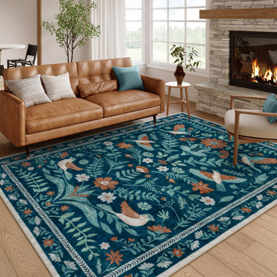 Tapis à motif floral antidérapant Boho