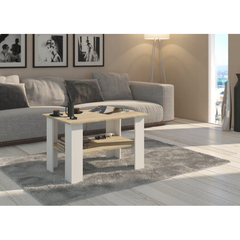Ricquel Coffee Table with Storage, Beige, Highgloss sand grey