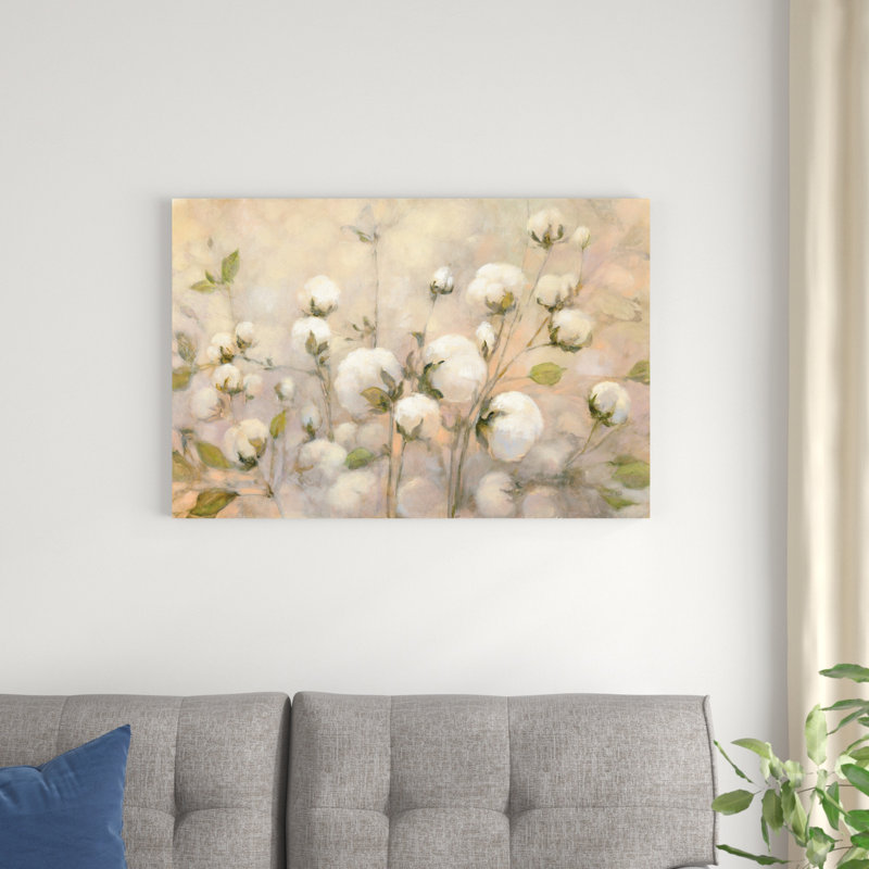 " Cotton Field Crop " by Julia Purinton Painting Print, 24" H x 36" W x 1.25" D