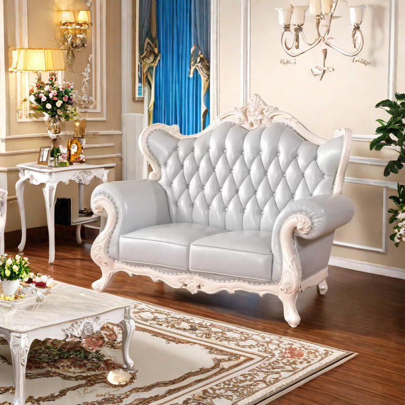 Causeuse en cuir véritable 66,93 po Living