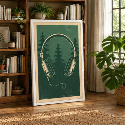 Headphones in Nature Vintage 1 Piece Wrapped Canvas Wall Art