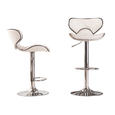 Upholstery Adjustable Swivel With Base, Of 2, White - & Comfortable Stool For Home Bar Use , 2pcs, Faux Leather Seat, 360 Degree Swivel, Stylish Appea