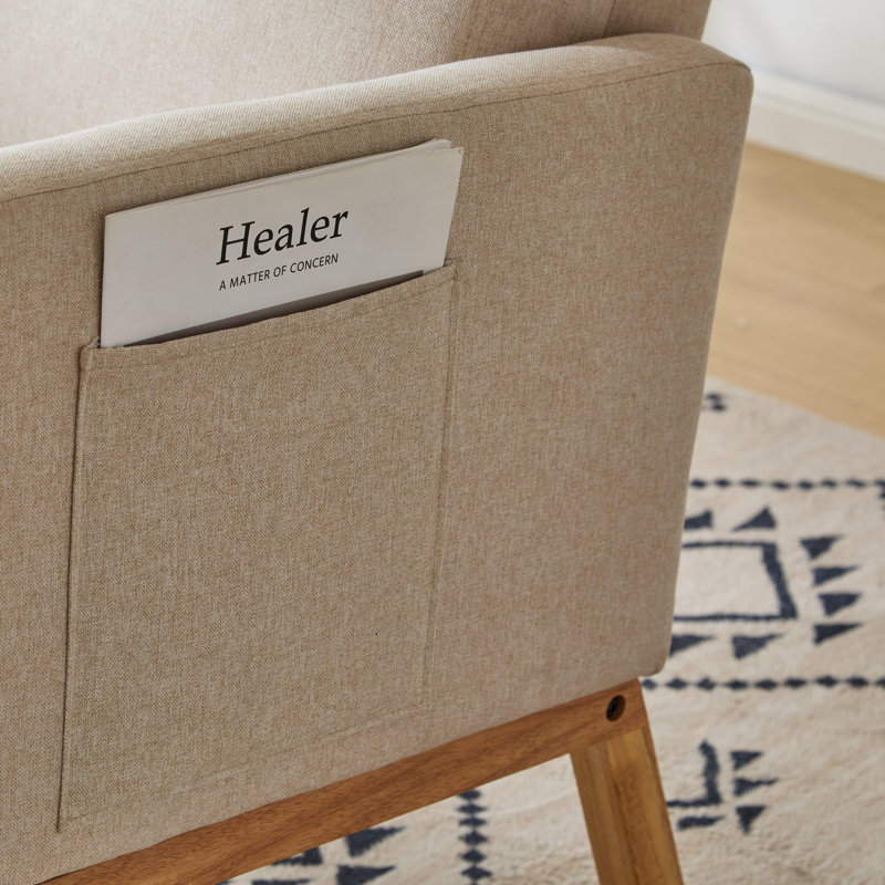 Fauteuil berçant et oscillant Mid-Century, Beige, Natural
