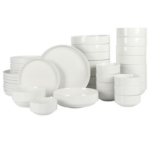 Ensemble de 40 assiettes et bols empilables en porcelaine blanche Gibson Home Rothernberg