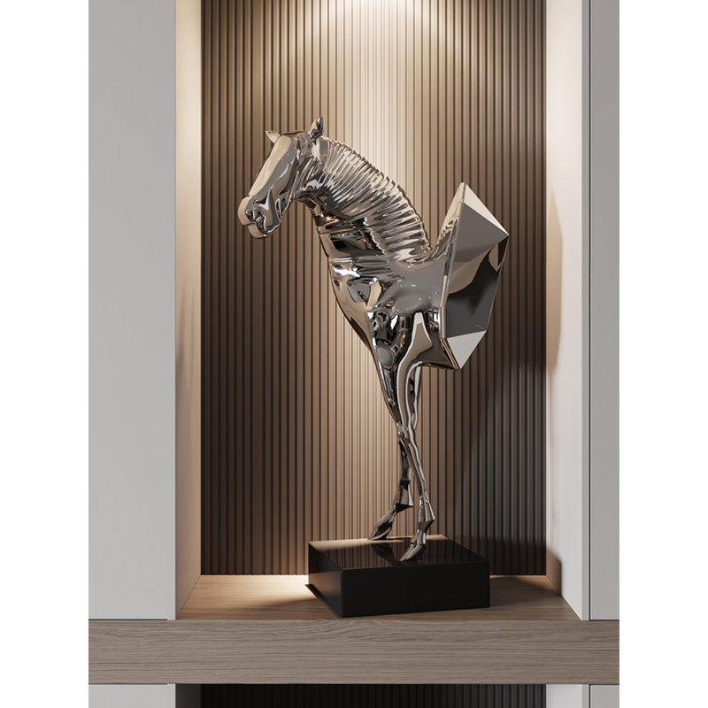 Objets décoratifs luxueux et haut de gamme en forme de tête de cheval, Argent argent