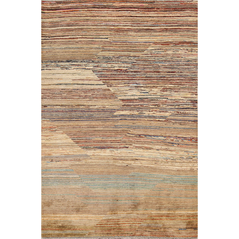 Tapis oriental en laine Gabbeh Kashkoli noué à la main 4 pi 1 po x 6 pi 1 po