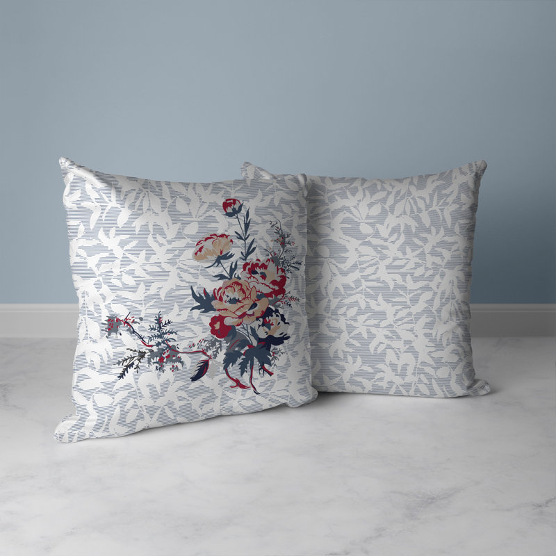 Coussin Opulent Orchid Roses, H 18 po x l 18 po, Rouge / gris