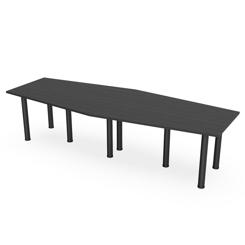 Table hexagonale avec pieds Nyemia, Nuit asiatique, Noir mat, L 120 po x l 48 po