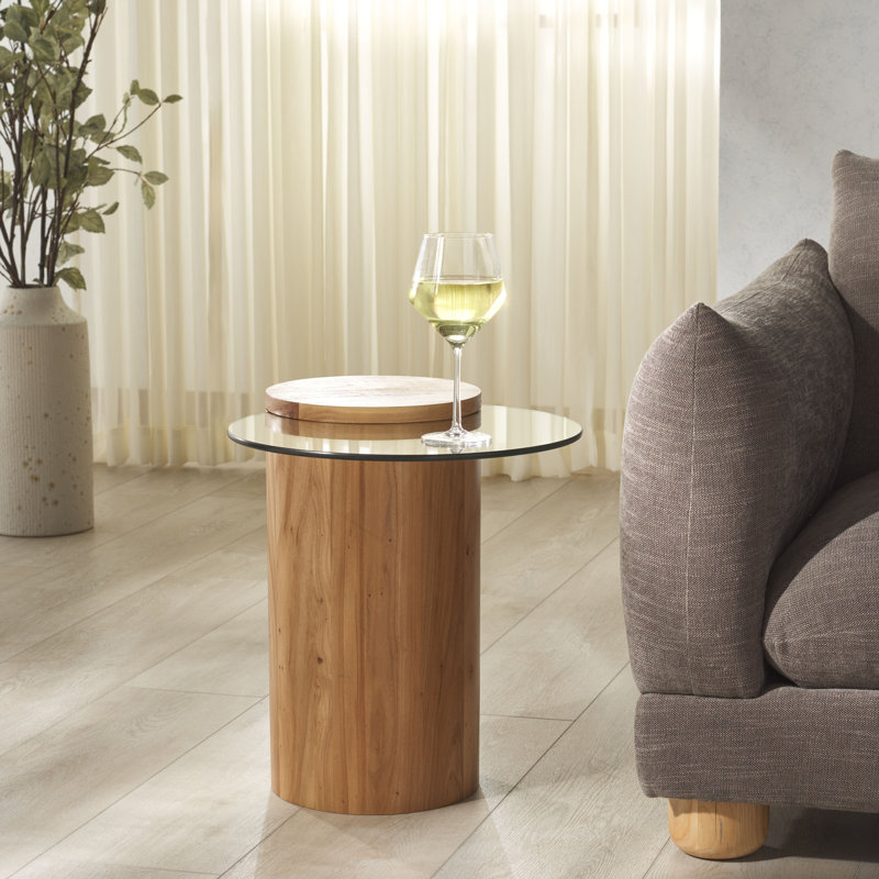 Tasharose Wood and Glass Accent Table