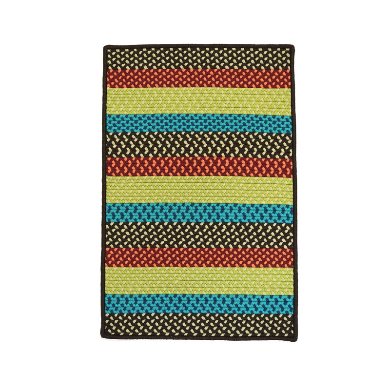 Tapis intérieur / extérieur rectangulaire en polypropylène rayé Aundria, Rectangle 9 pi x 12 pi