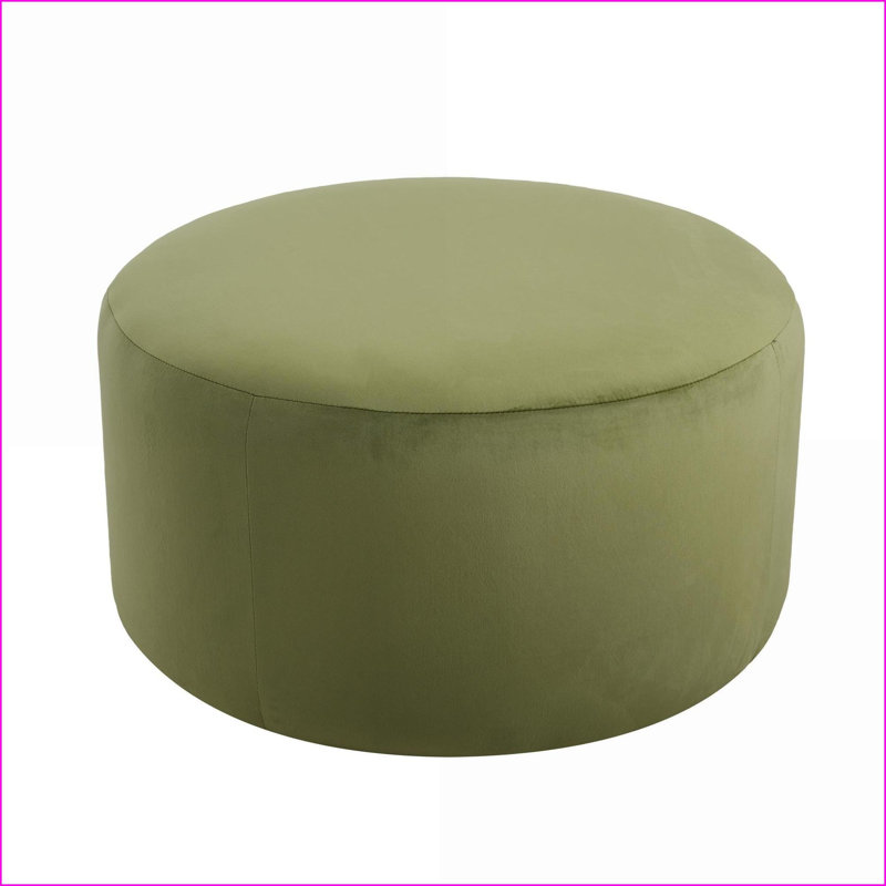 Repose-pieds, rond en velours moderne, l 30 po x H 16 po, vert olive - repose-pieds, siège, table d'appoint | Vert olive | Velours