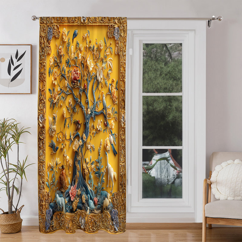 Mitsuhiro 100% Polyester Blackout Window Curtain 1 Panel (52" x 84"), Mustard
