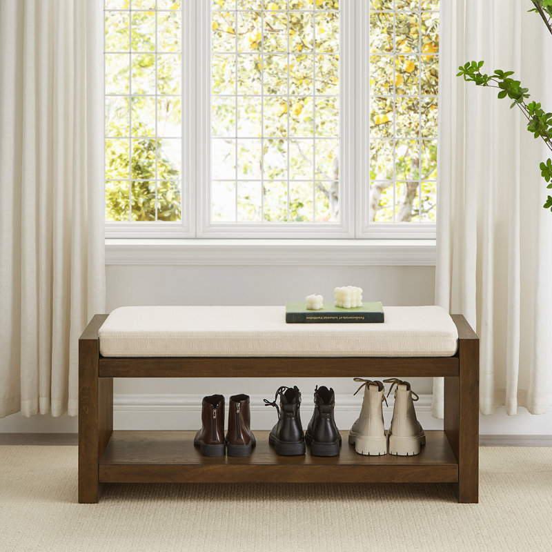 Banc d'appoint moderne 40 "avec range-chaussures et rangement - neutre et pratique pour un usage quotidien, Ivoire