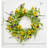 22" Artificial Spring Yellow Purple Flower Wreath