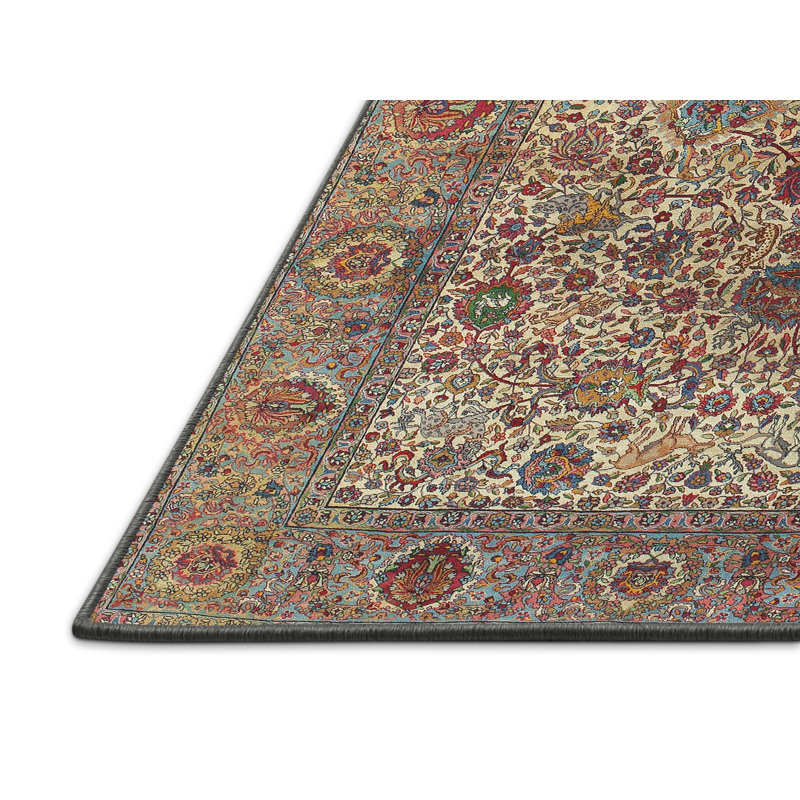 Tapis floral gris / brun / vert floral, Rectangle 2 pi x 4 pi