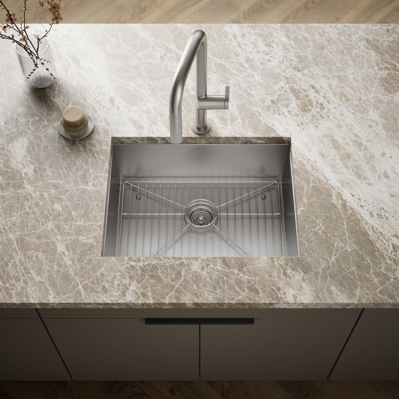 Vault 25" L x 22" W x 9-5/16" Top-Mount/Under-Mount Single-Bowl Kitchen Sink with 4 Faucet Holes, 1 Hole
