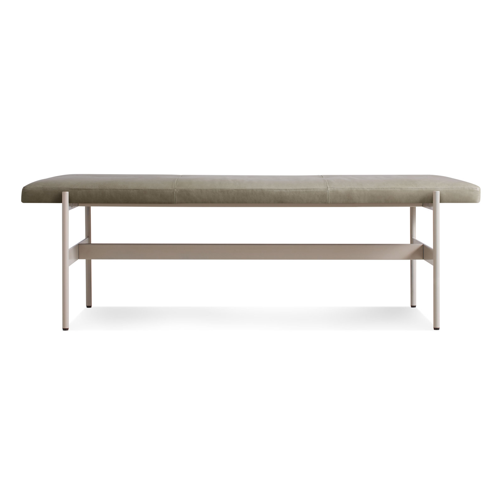 Daybench Genuine Leather Bench, Putty, Grey, 17" H x 55" W x 14" D