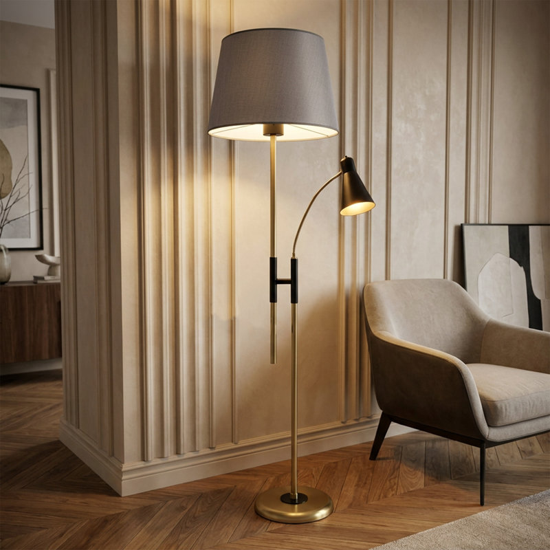 Haven Grey Drum Shade Floor Lamp