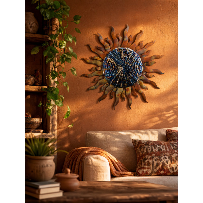 Décoration murale d'extérieur en métal 24 pouces avec finition multicolore résistante aux intempéries pour l'intérieur et l'extérieur - Mystique