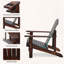 Chaise Adirondack en bois classique avec porte-gobelet et dossier à lattes