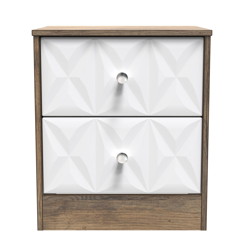 San Jose Bedside Table, White Matt/Vintage Oak