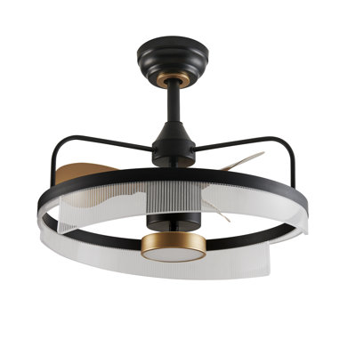 Lincoln 19.6In. LED-Light Matt Black Pendant Fixture With Fan