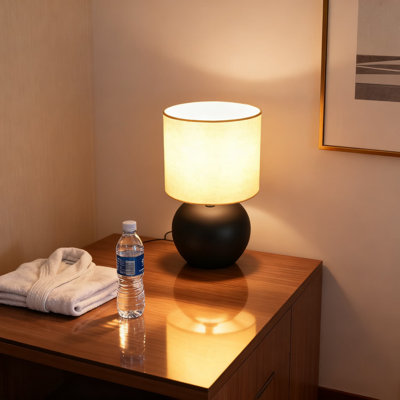 Ensemble de 2 lampes de table modernes avec abat-jour en lin - éclairage de chevet minimaliste pour la chambre à coucher, le salon, le bureau et le dortoir - comprend une ampoule E12 compatible