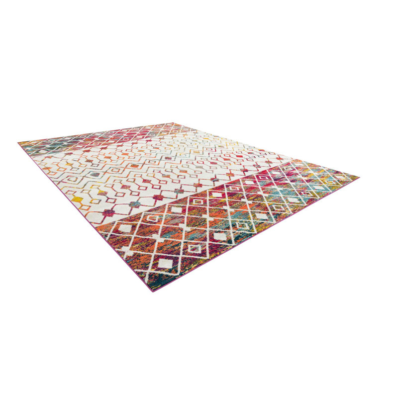 Tapis abstrait en polypropylène tissé à la machine Briehn, Rectangle 4 pi x 6 pi