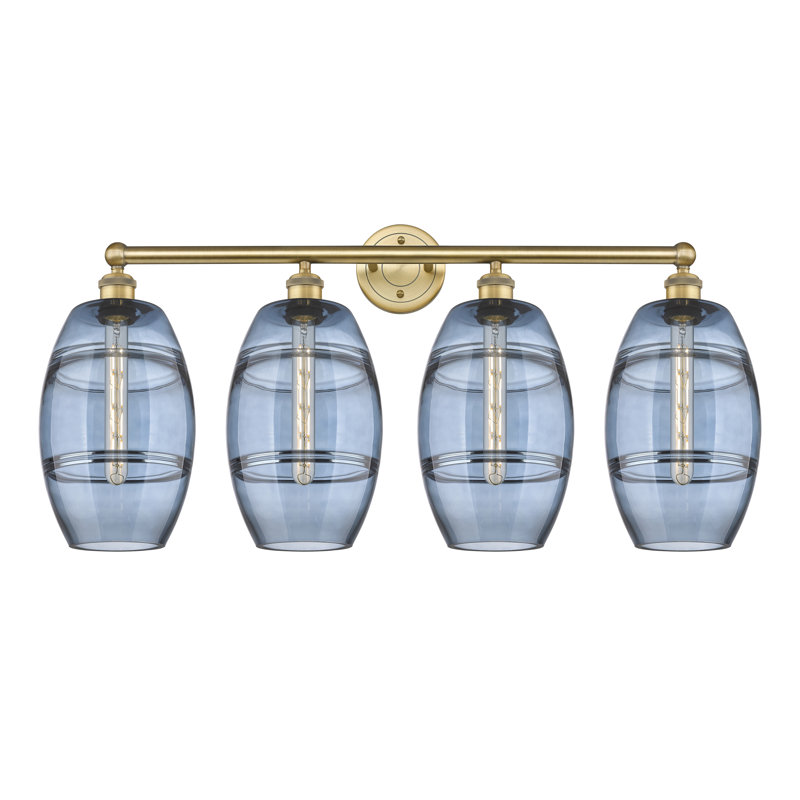 Dundrod 4 - Light Dimmable Vanity Light, Princess Blue, Brushed Brass