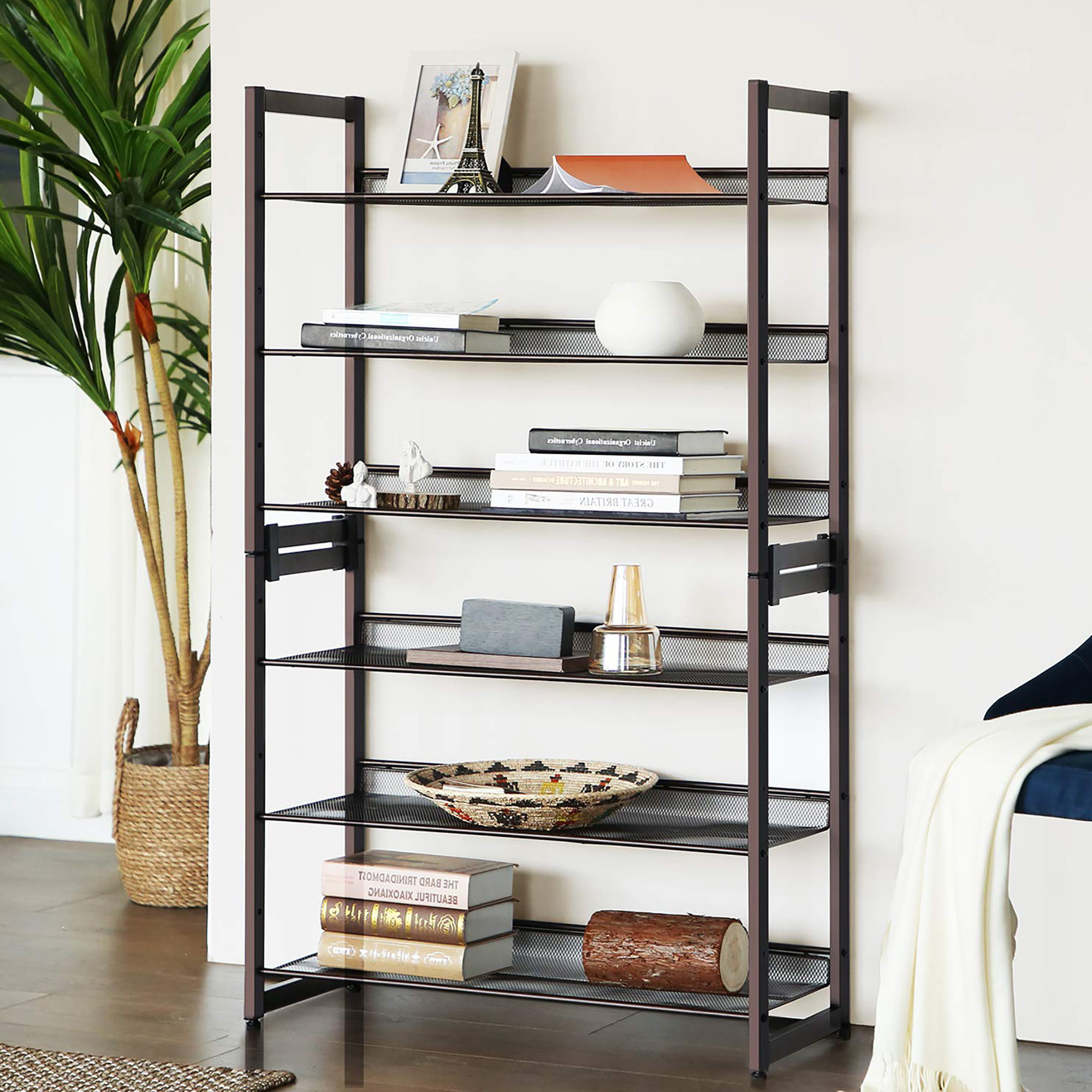 Rebrilliant 6 Tier Metal Shoe Rack, with Adjustable Flat or Angled ...